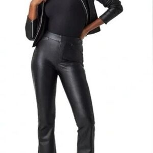 Spanx Black Faux Leather Pants bootcut large L stretchy